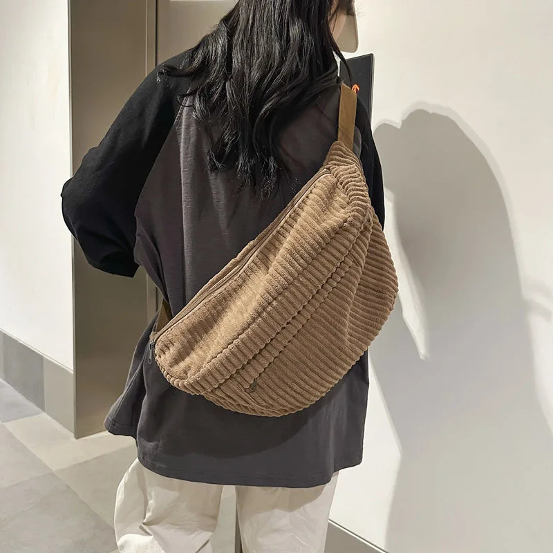 Oversized Corduroy Shoulder Fanny