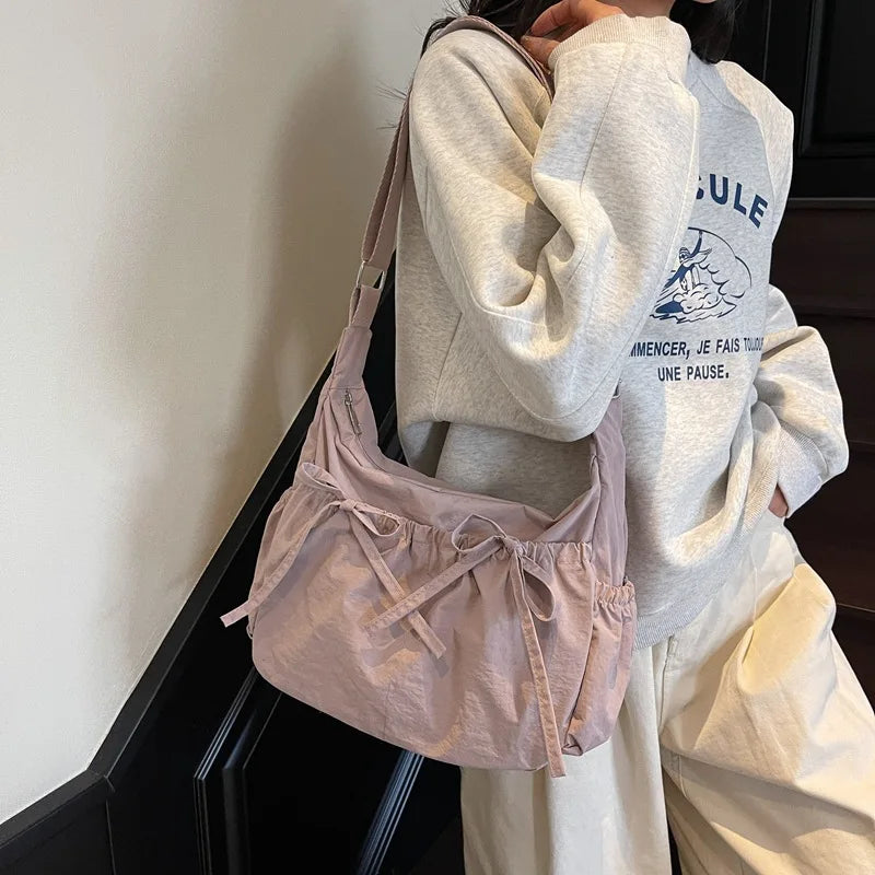 Rustic Bow Shoulder Tote Bag