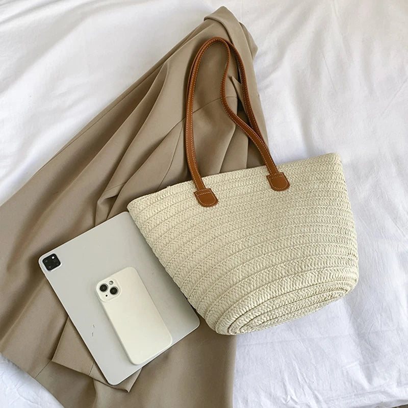 Braided Basket Shoulder Tote