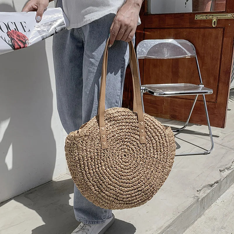 Round Straw Tote