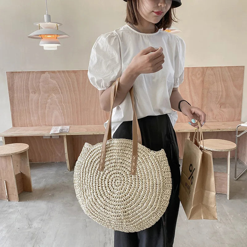 Round Straw Tote