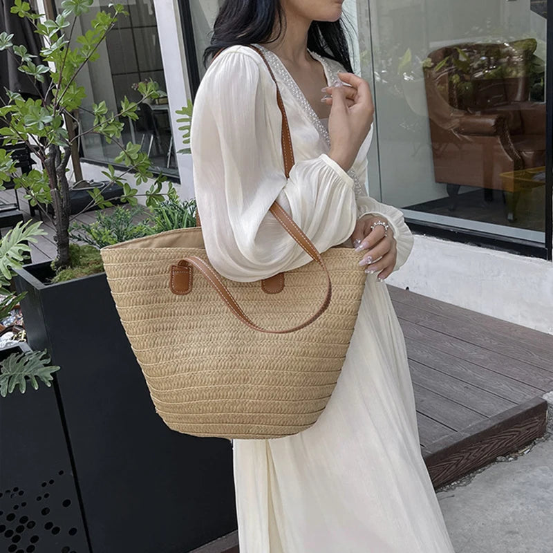 Braided Basket Shoulder Tote
