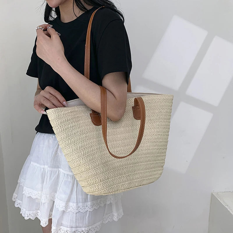 Braided Basket Shoulder Tote