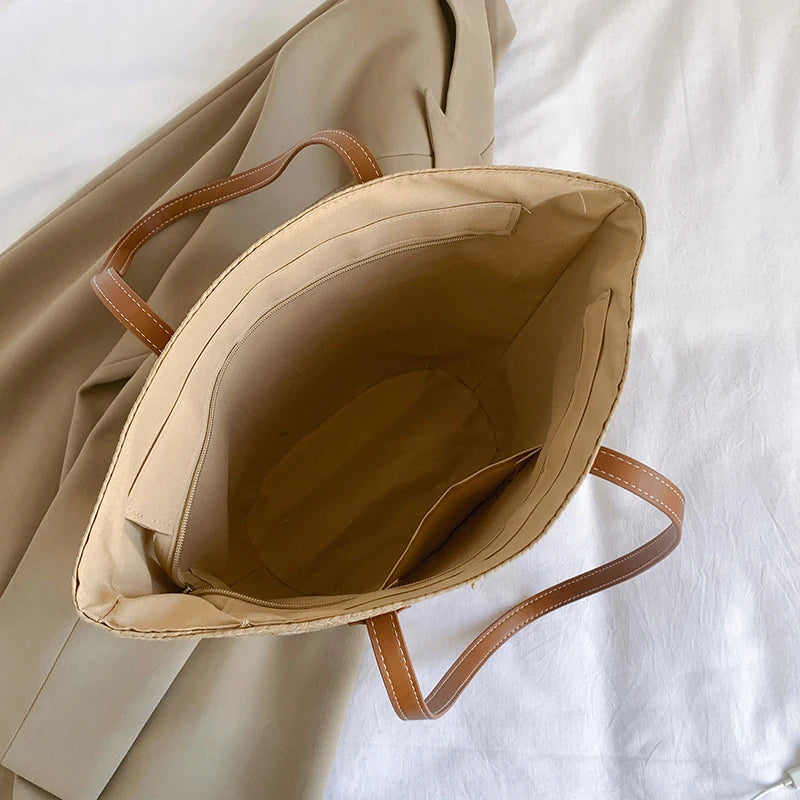 Braided Basket Shoulder Tote