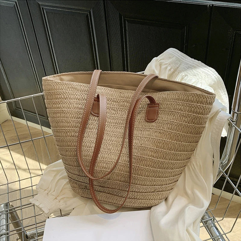 Braided Basket Shoulder Tote