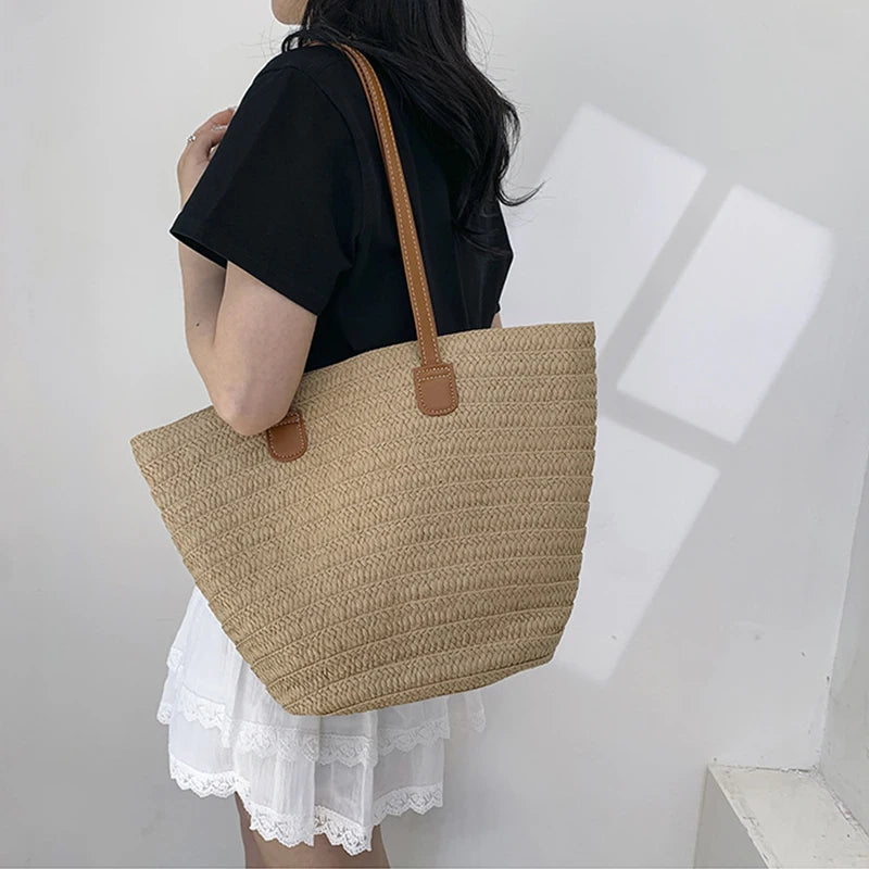 Braided Basket Shoulder Tote