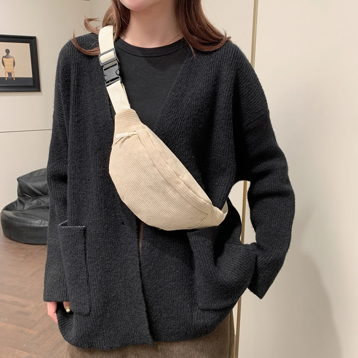 Casual Corduroy Belt Fanny