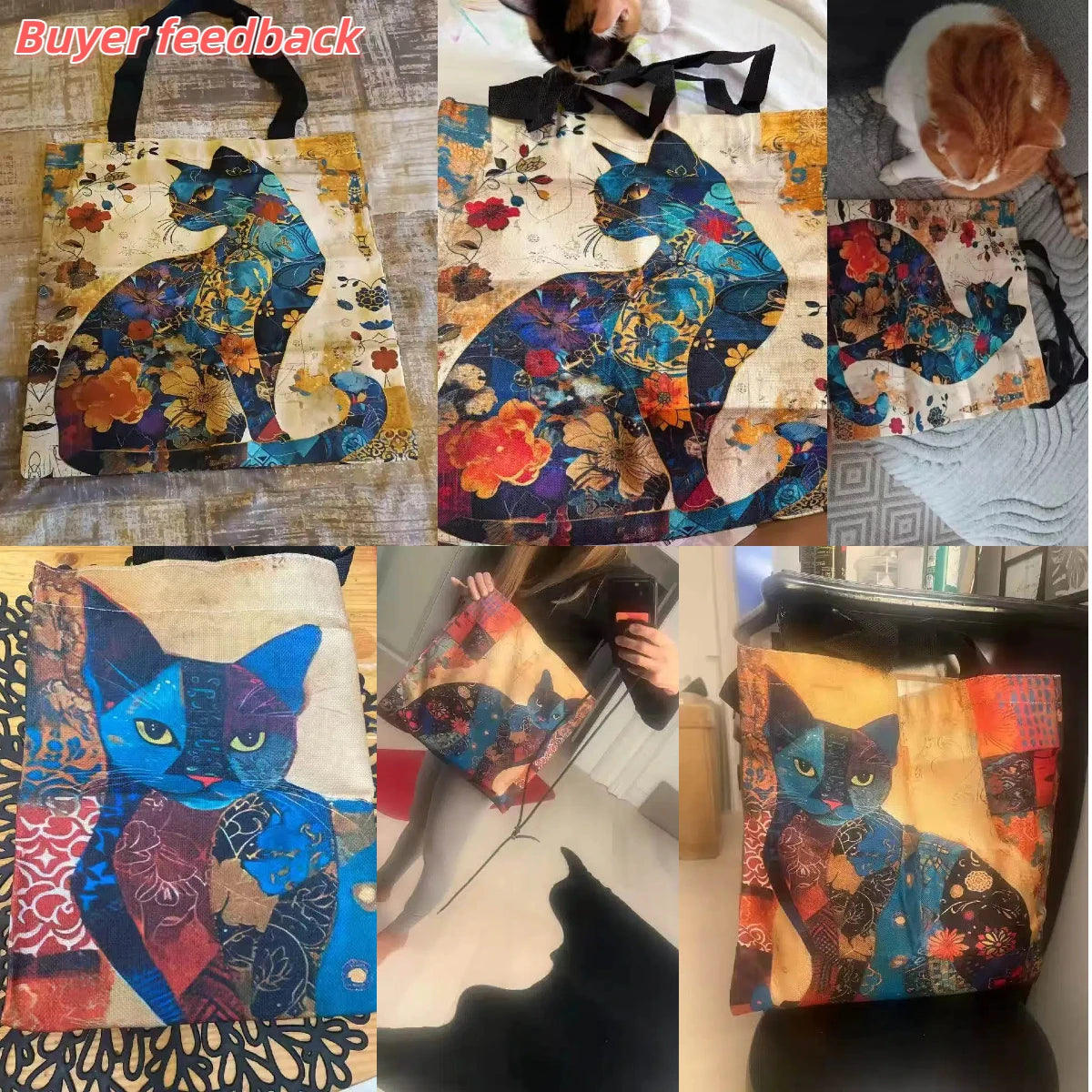 Cat Floral Tote