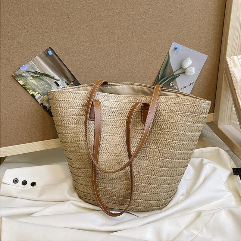 Braided Basket Shoulder Tote