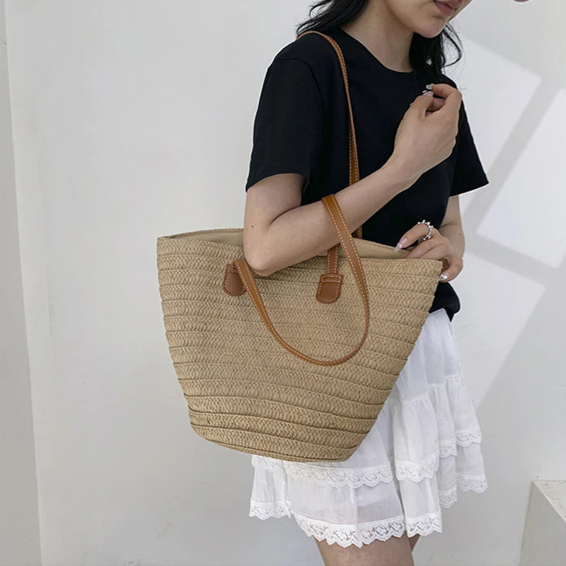 Braided Basket Shoulder Tote