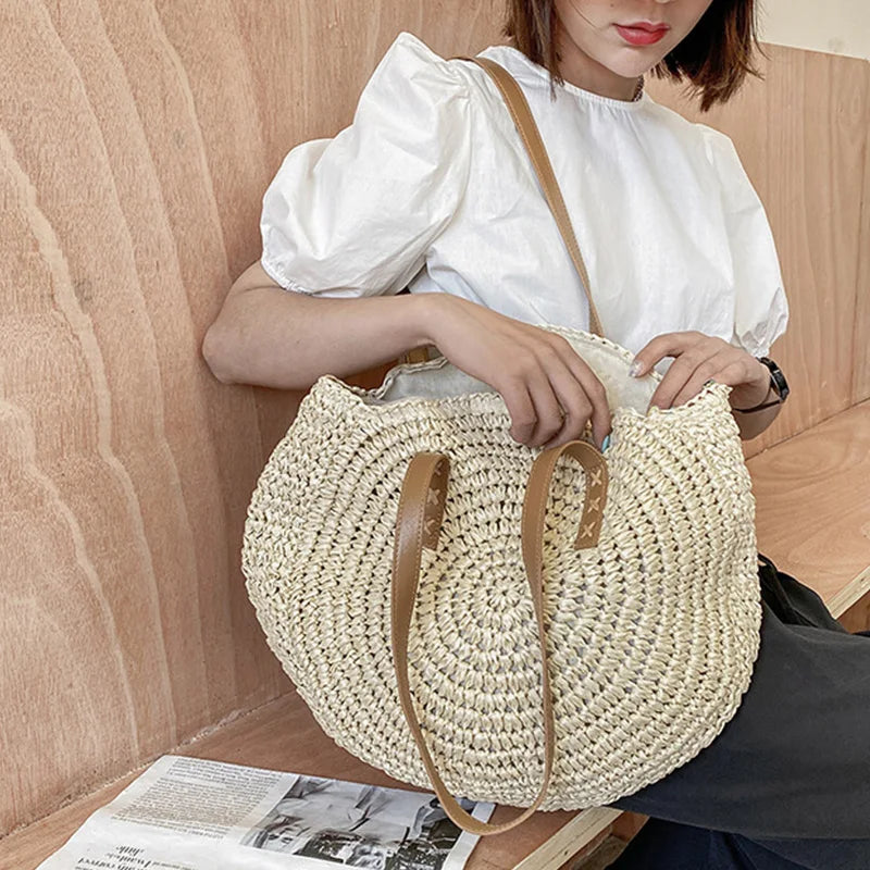 Round Straw Tote
