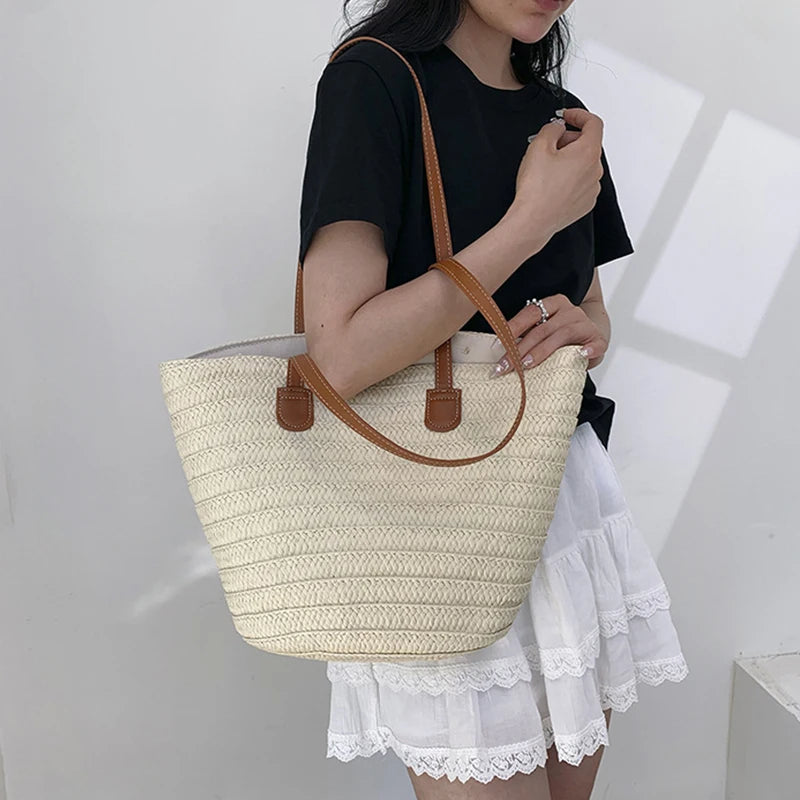 Braided Basket Shoulder Tote