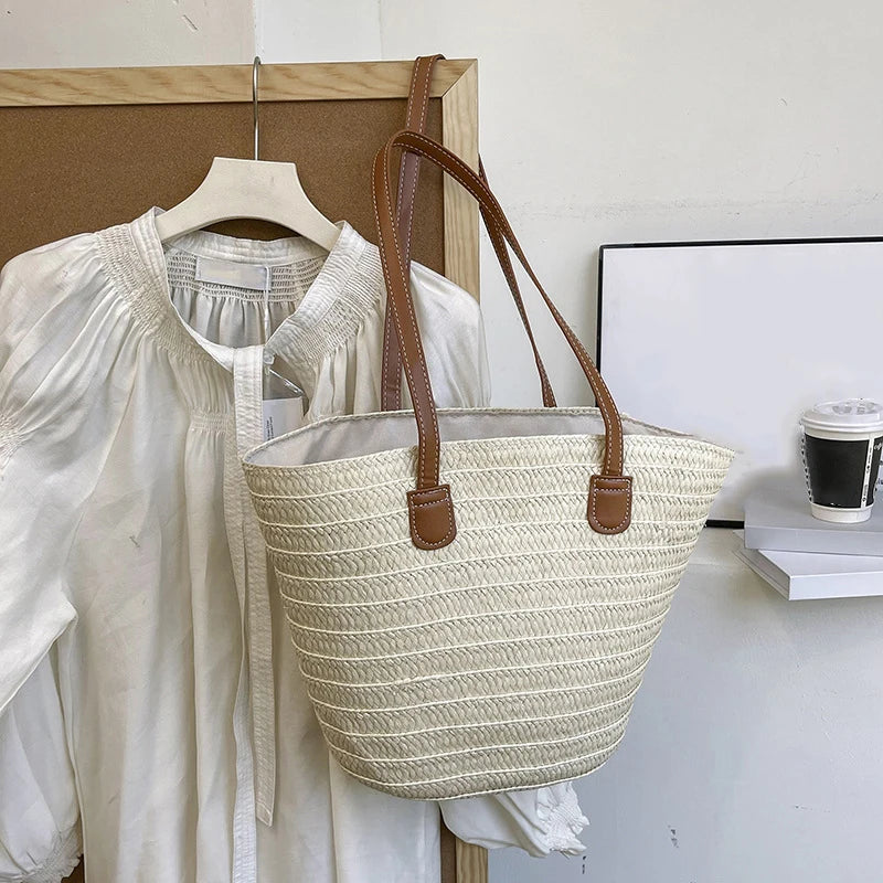 Braided Basket Shoulder Tote