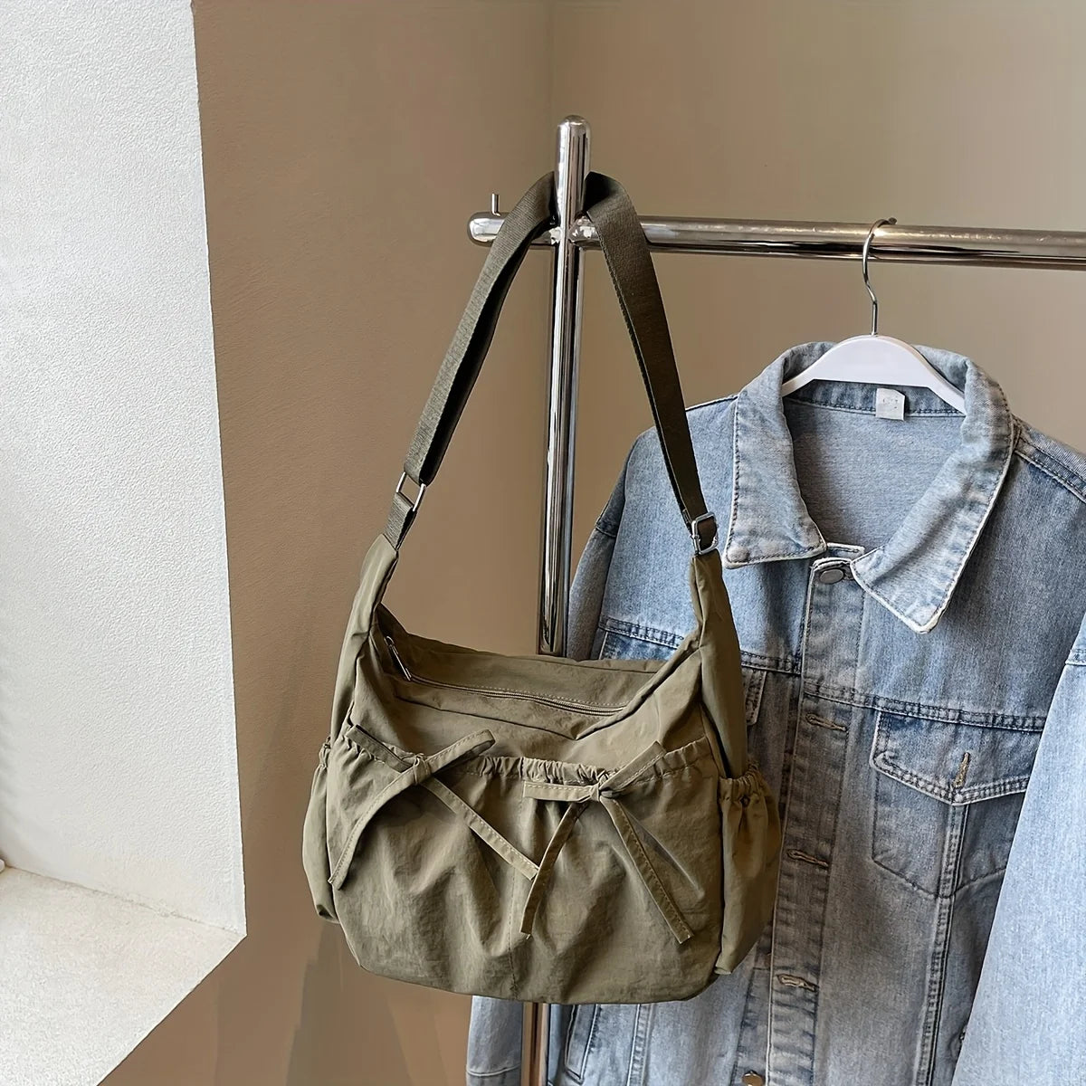 Rustic Bow Shoulder Tote Bag