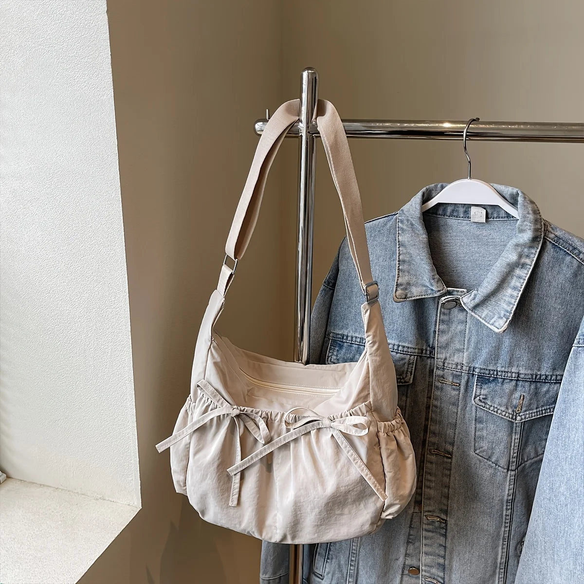 Rustic Bow Shoulder Tote Bag
