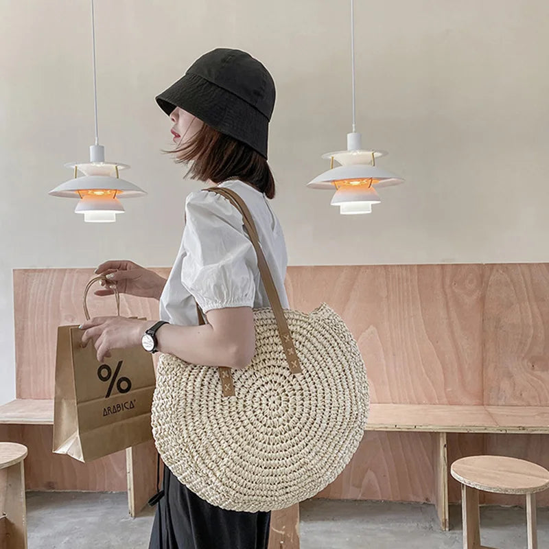 Round Straw Tote