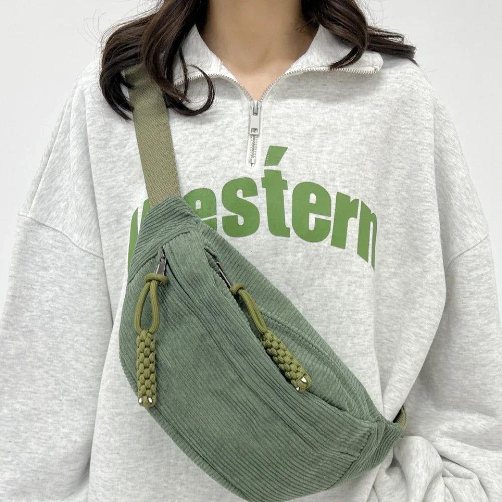 Oversized Corduroy Street Style Fanny