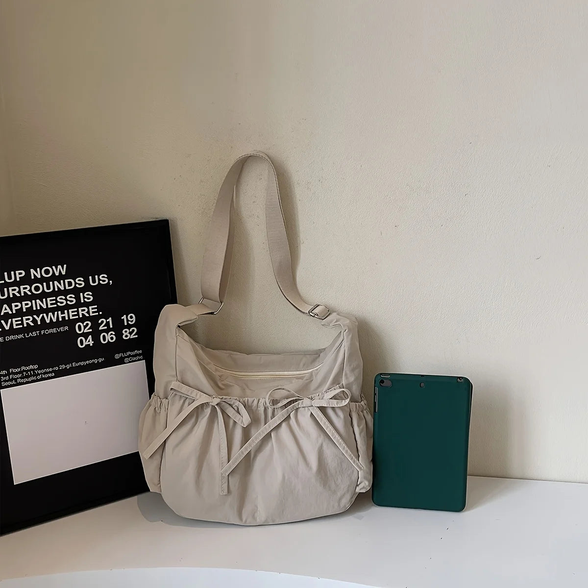 Rustic Bow Shoulder Tote Bag