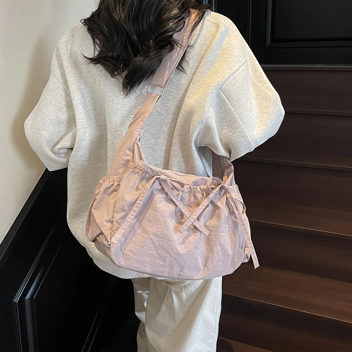 Rustic Bow Shoulder Tote Bag