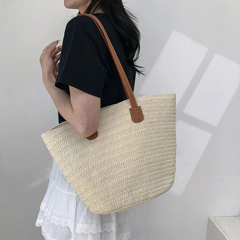Braided Basket Shoulder Tote